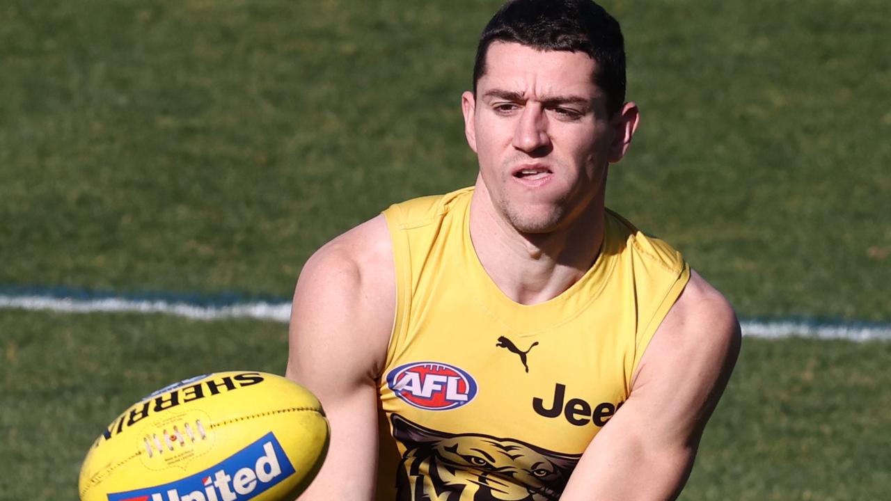 [PLAYERCARD]Jason Castagna[/PLAYERCARD] has injured his hamstring in a practice match. Picture: Michael Klein