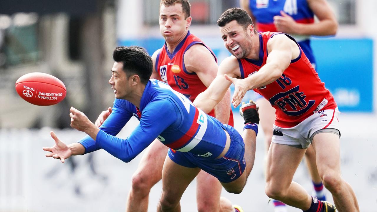 [PLAYERCARD]Lin Jong[/PLAYERCARD] during the First VFL Semi Final match between Footscray and Port Melbourne in 2019. Picture: AAP Image/Michael Dodge.