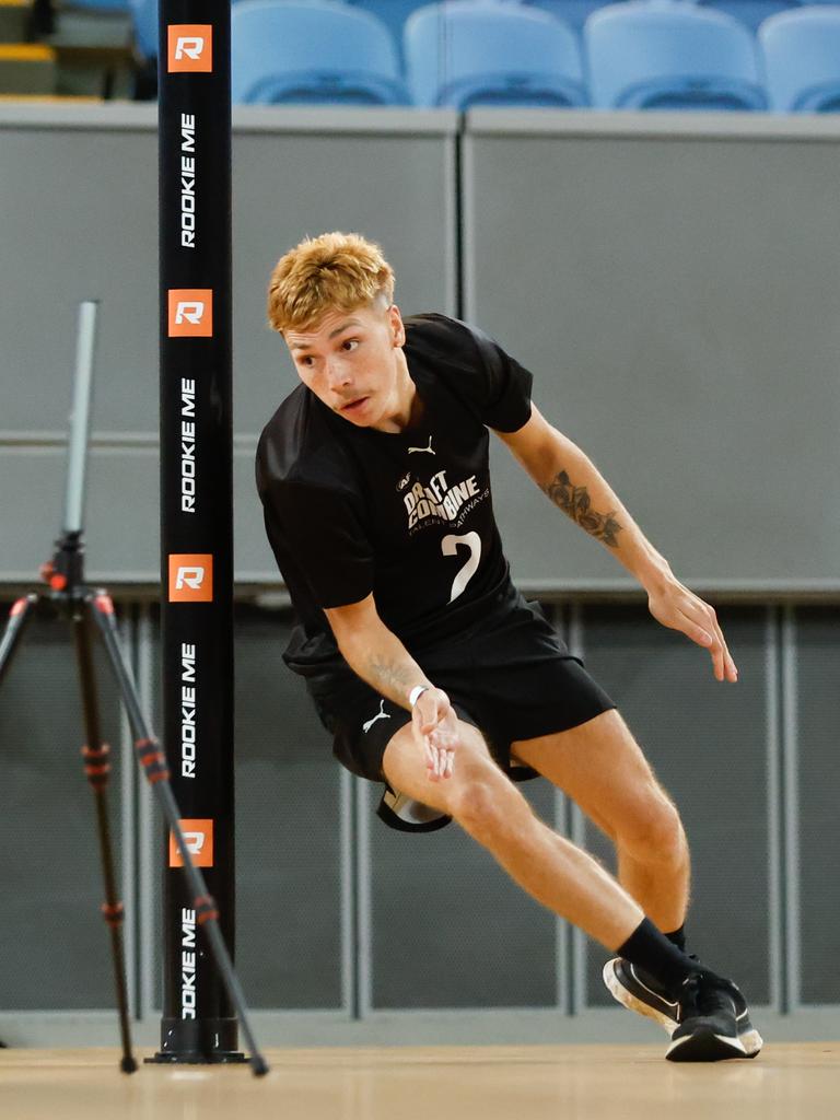 Lance Collard during the 2023 AFL National Draft Combine. Picture: Dylan Burns/AFL Photos via Getty Images