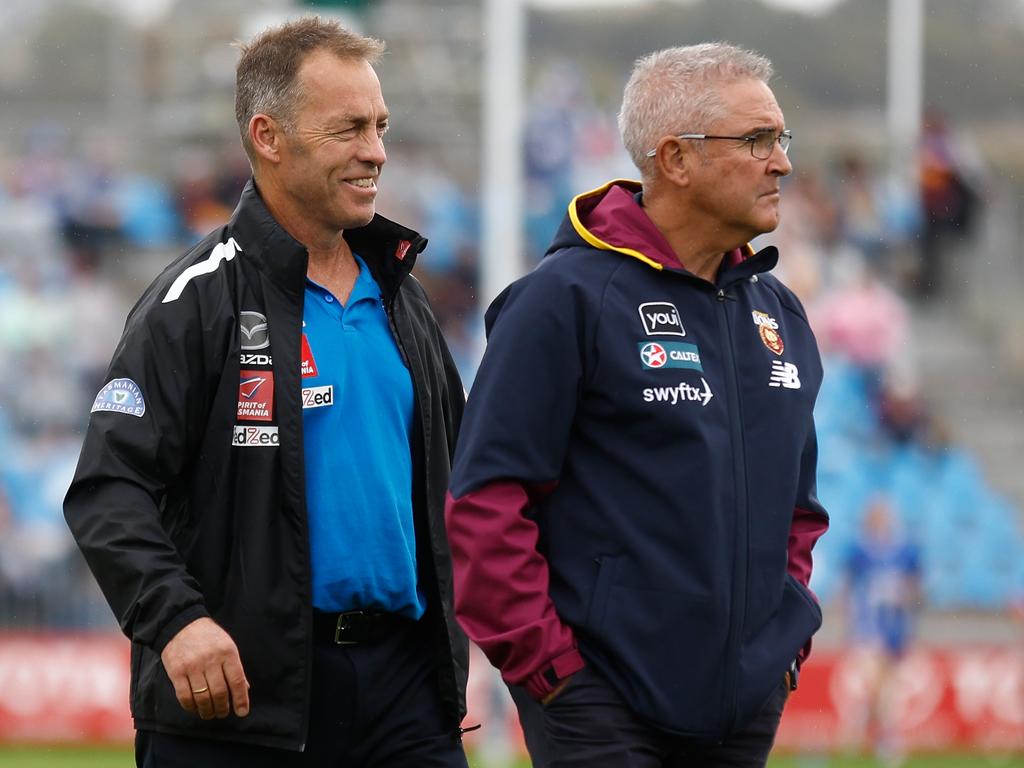 Clarkson and Fagan before their new clubs faced off last year. Picture: Michael Willson/AFL Photos