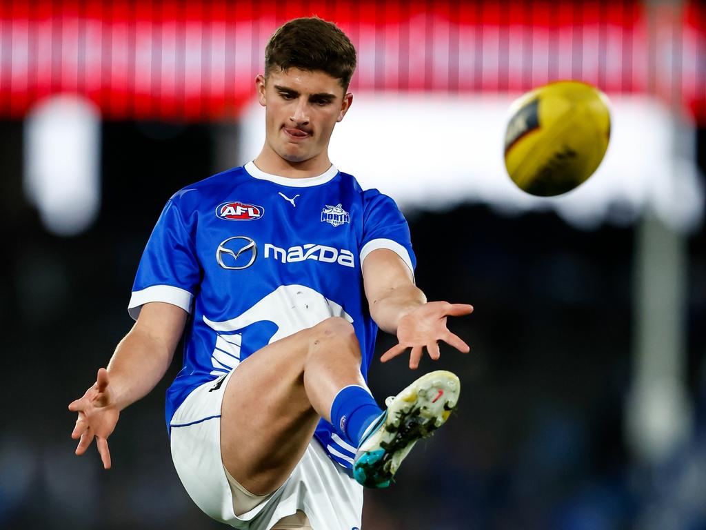 Harry Sheezel will be a tantalising option in defence in his second season. Picture: Dylan Burns/AFL Photos via Getty Images