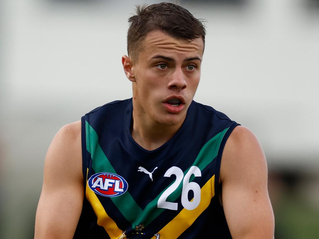 Cooper Simpson is a highly-touted draft pick. Picture: Michael Willson/AFL Photos via Getty Images