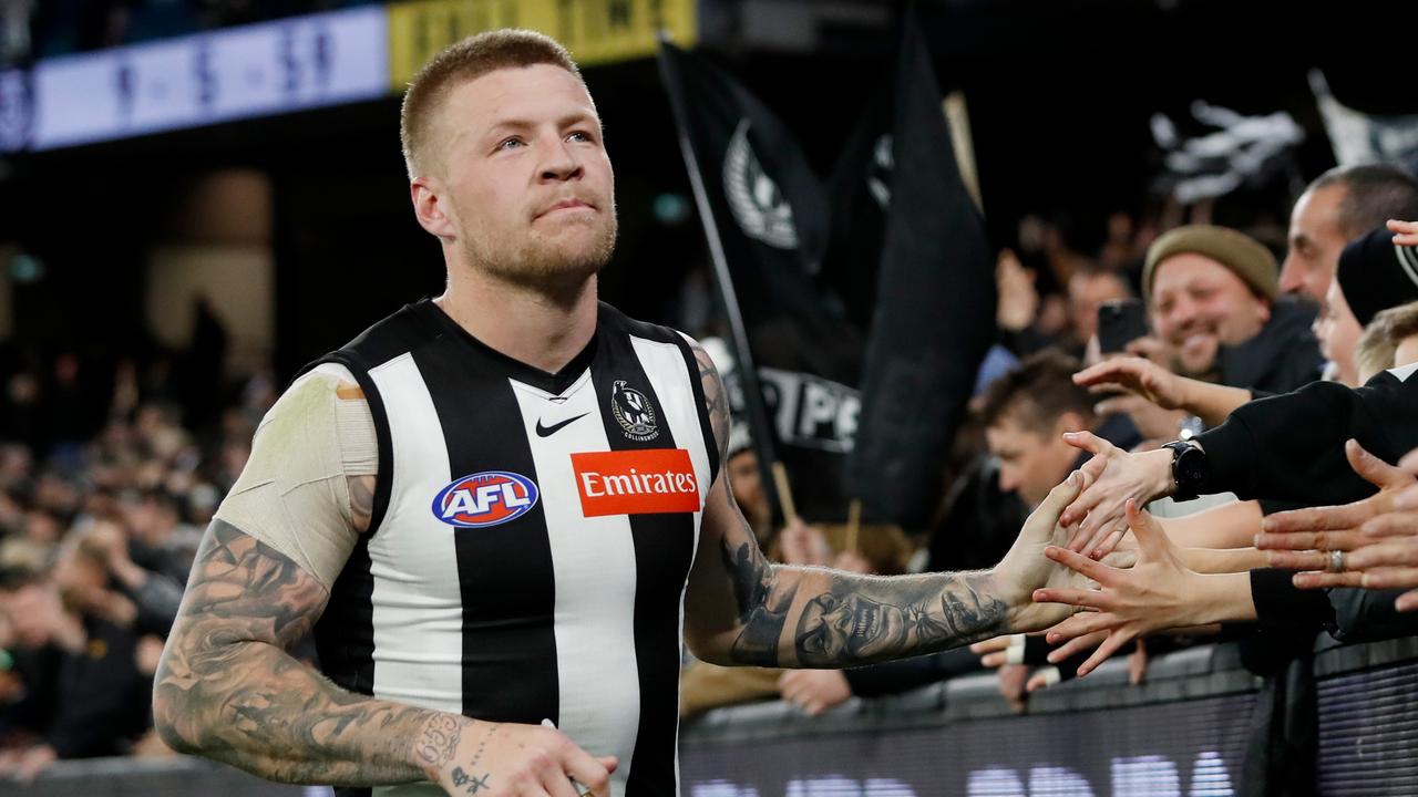 [PLAYERCARD]Jordan De Goey[/PLAYERCARD] has rejected behavioural clauses in Collingwood’s latest contract offer. Picture: Dylan Burns/AFL Photos via Getty Images