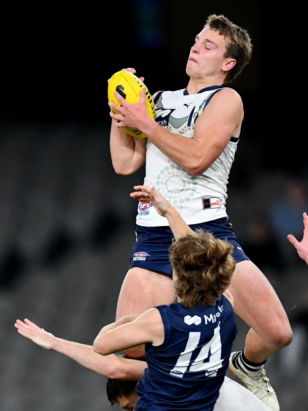 Sam Lalor flies high for Vic Country. Picture: Josh Chadwick/AFL Photos