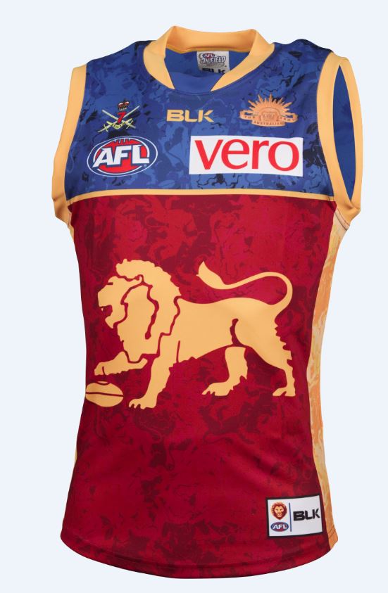 Image result for brisbane lions 2015 anzac guernsey