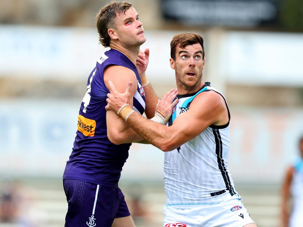 [PLAYERCARD]Sean Darcy[/PLAYERCARD]’s marking around the ground was impressive. Picture: James Worsfold/AFL Photos/via Getty Images