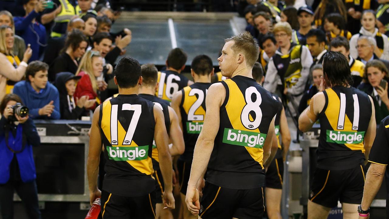 Jack Riewoldt after the Tigers lost to Hawthorn in 2016. Picture: Wayne Ludbey