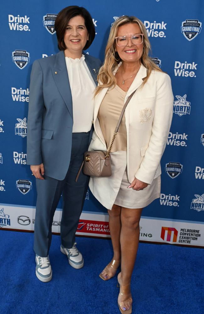 North Melbourne President Sonja Hood and Western Bulldogs President Kylie Watson-Wheeler. Picture: Josie Hayden