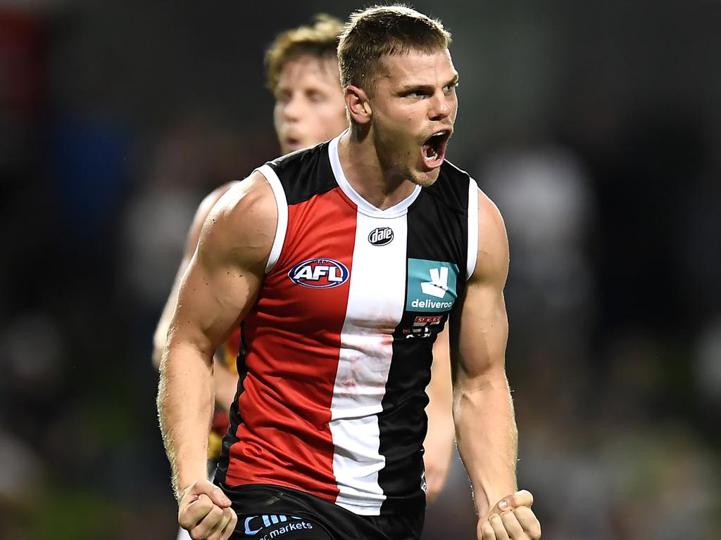 [PLAYERCARD]Mason Wood[/PLAYERCARD] has been in fine form for the Saints. Picture: Albert Perez/AFL Photos via Getty Images